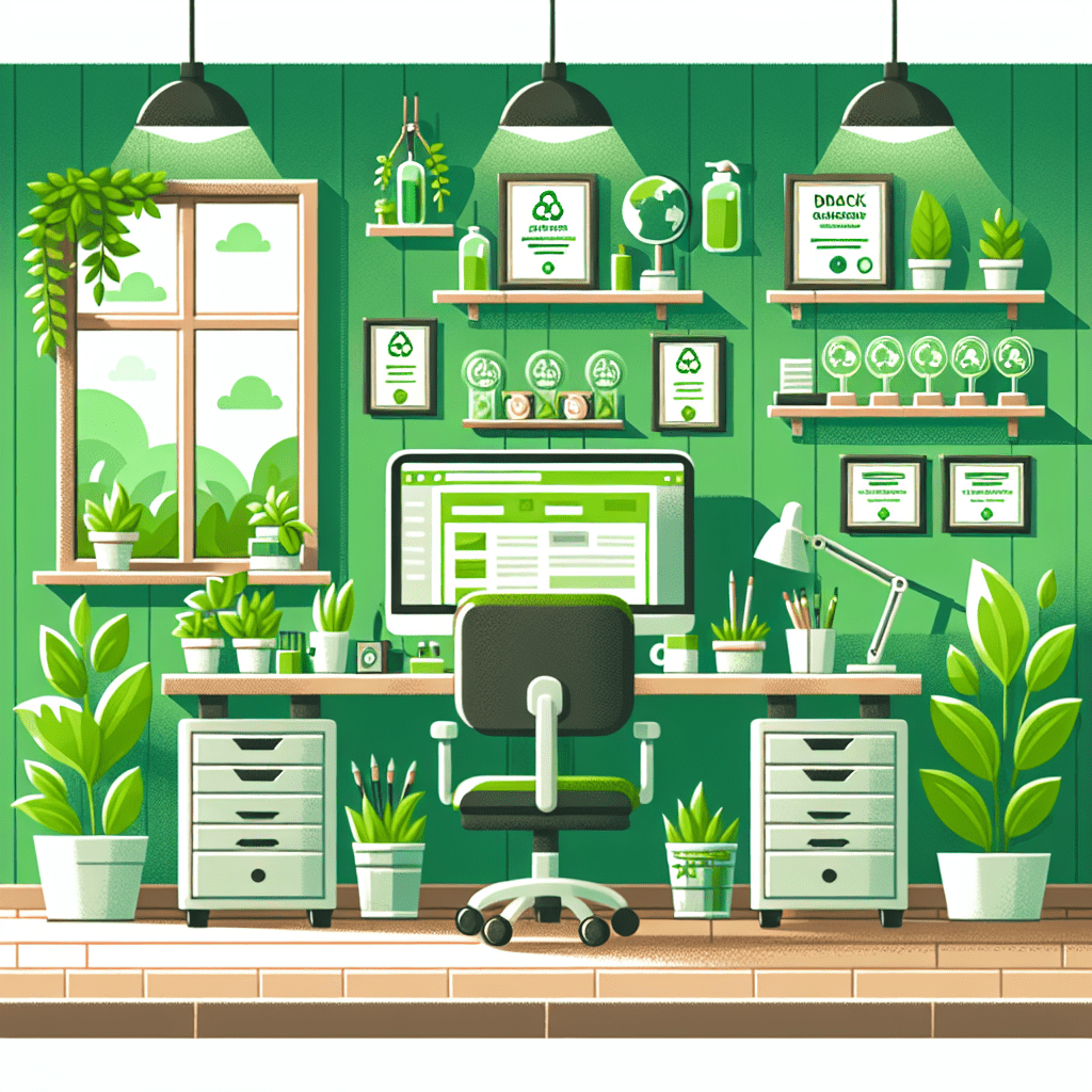 Seva Cloud Sustainable Web Designer showing a desk with a very green wall covered in plants and green paint